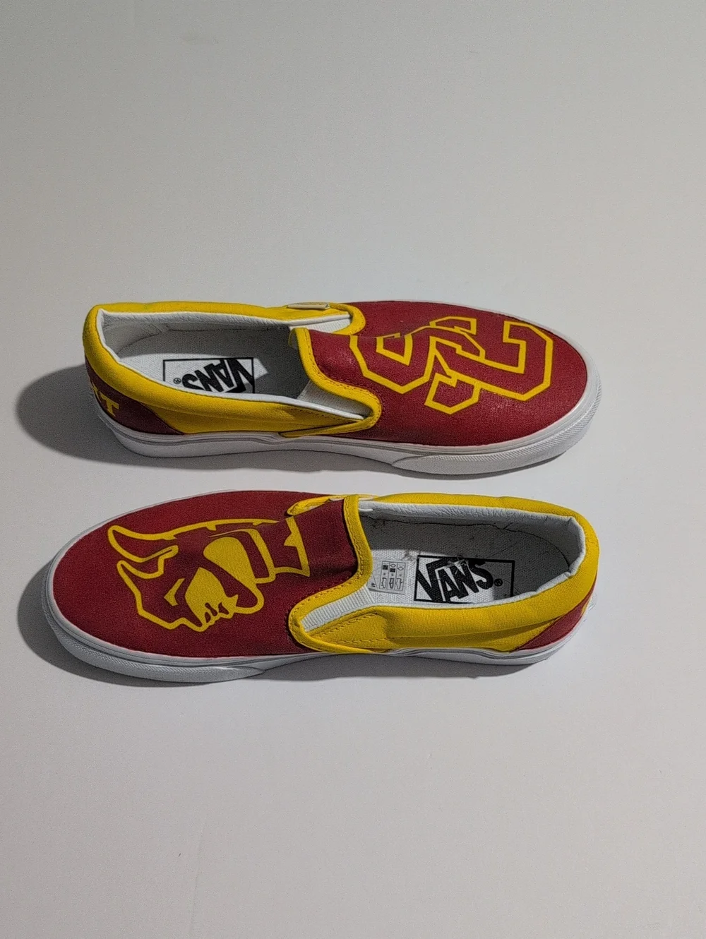 Vans Classic Graphic Slip-On Sneakers Maroon Yellow Unisex Size